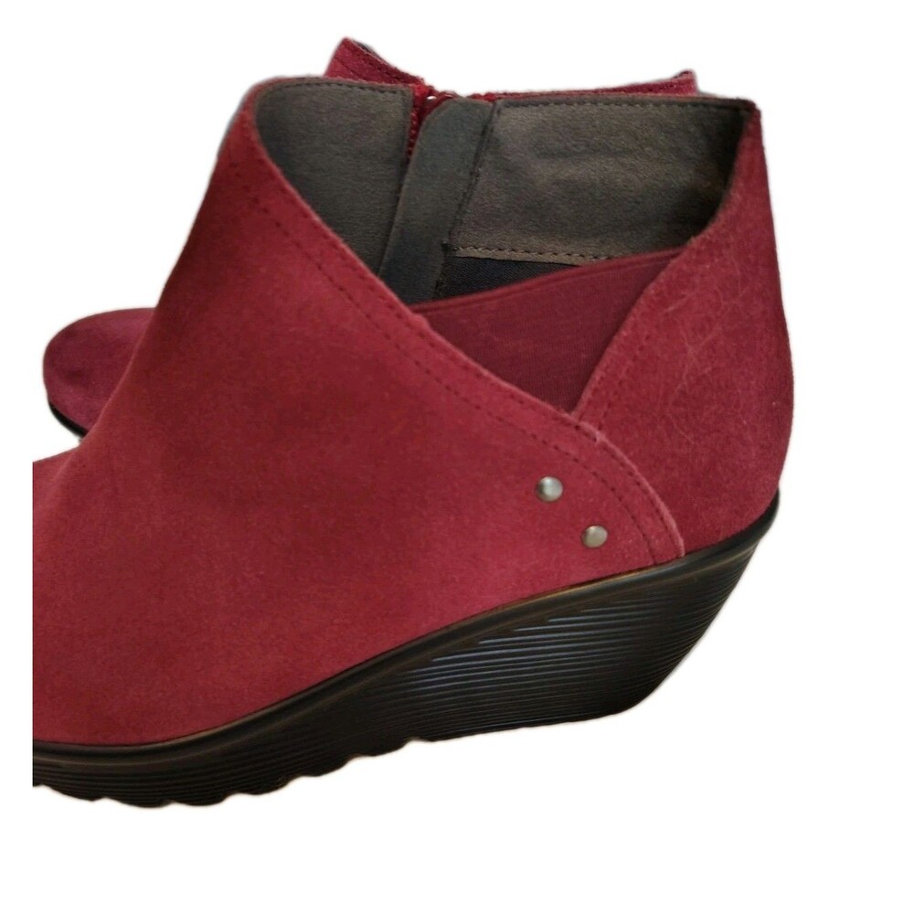 Skechers Burgundy Suede Wedge Booties - Women’s Size 7.5 NWOT - Picture 2 of 9